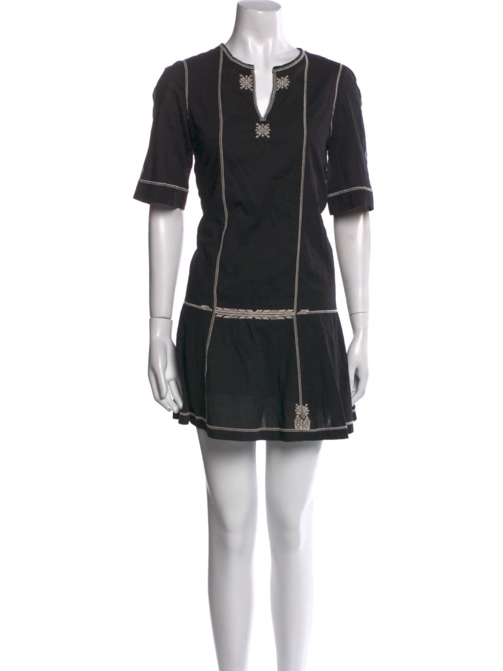 Isabel Marant Étoile Black Cotton Embroidered Mini Dress Size 2/XS